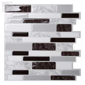 Polito Black and White 10 in. W x 10 in. H Peel and Stick Self-Adhesive Decorative Mosaic Wall Tile Backsplash (5-Tiles)