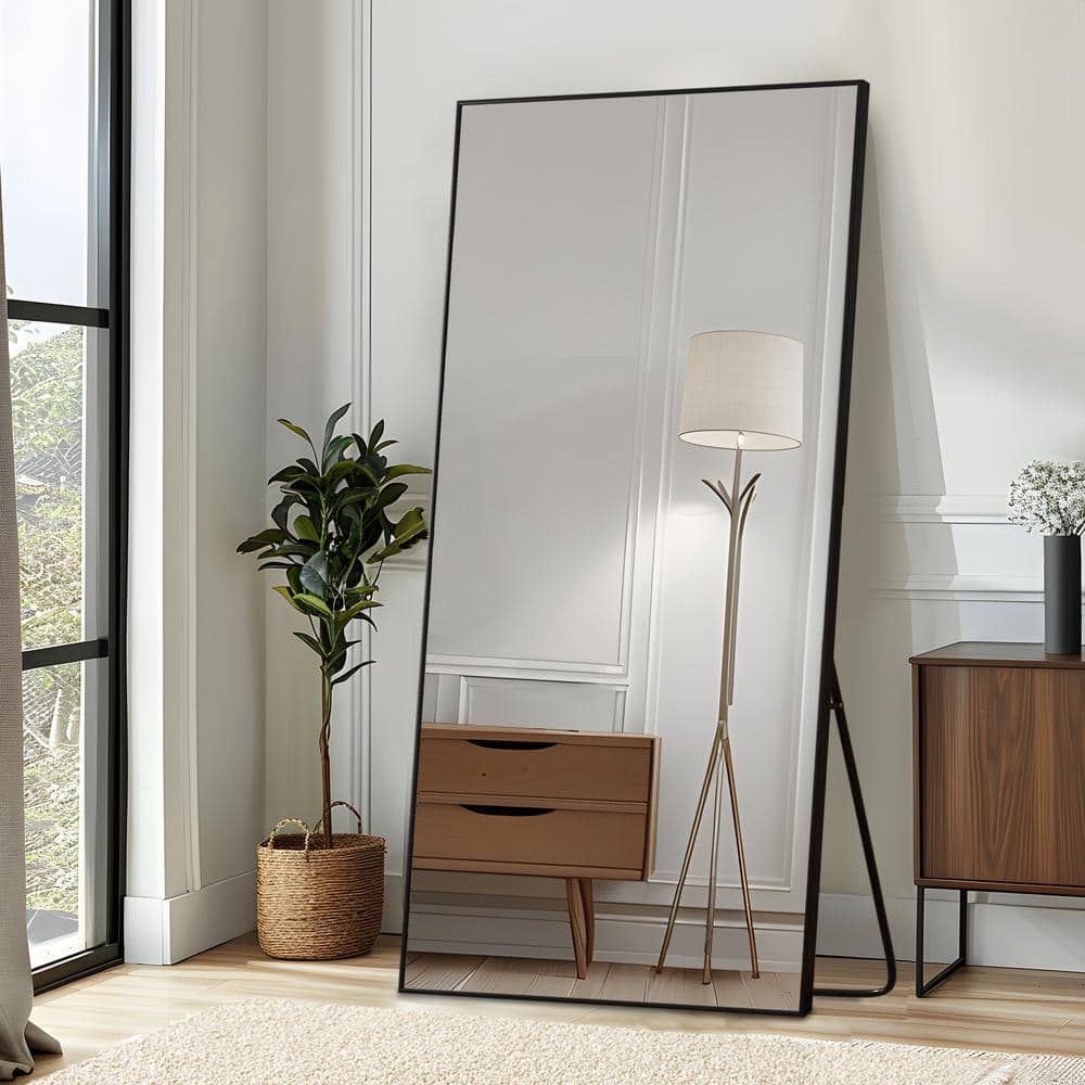 38 in. W x 75 in. H Rectangular Metal Framed Full Length Wall Mirror Free S