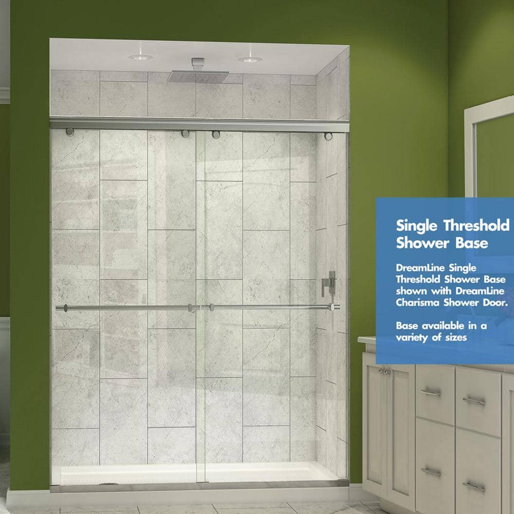 SlimLine 60" x 34" White Acrylic Single Threshold Shower Base