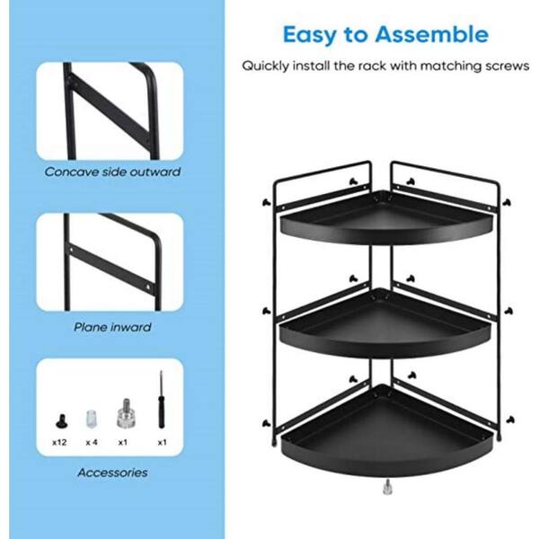 coorack 2-Tier Corner Bathroom Counter Organizer with Hooks, Trays