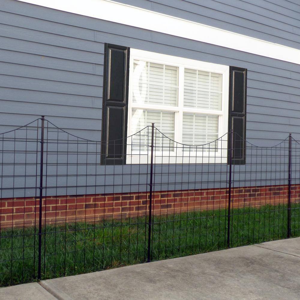 39in Black Metal No Dig Temporary Garden Fence Panels