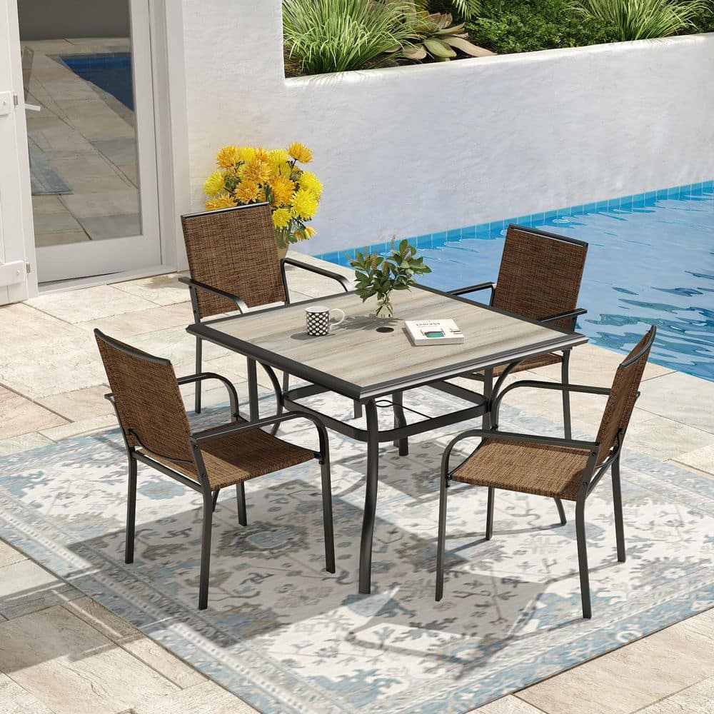 5-Piece Square Outdoor Dining Set with Stackable Chairs price history on PriceWatchPro