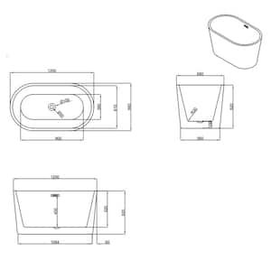 Freestanding 47 in. Contemporary Design Acrylic Flatbottom Soaking Tub Bathtub in White