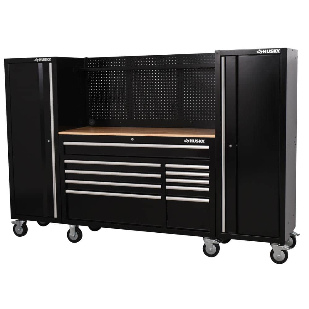 Husky Modular Tool Storage 92 in. W Standard Duty Black Mobile ...