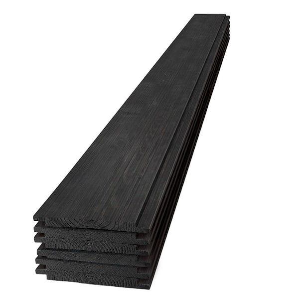 Edge 1 in. x 8 in. x 6 ft. Barn Wood Charcoal Pine Shiplap Board (6-Pack)