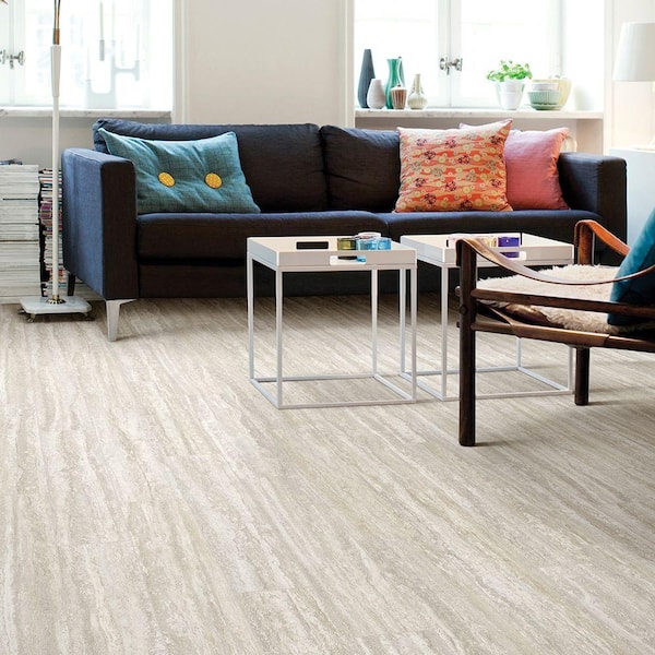 Travertine Plank Stone Residential/Light Commercial Vinyl Sheet Flooring 10 MIL 12ft. Wide x Cut to Length