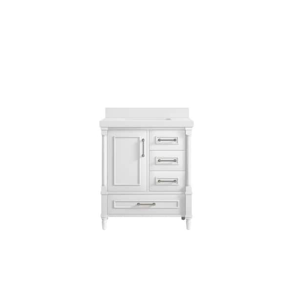 Willow Collections Hudson 30 in. W x 22 in. D x 36 in. H Bath Vanity in White with 2 in White Quartz Top