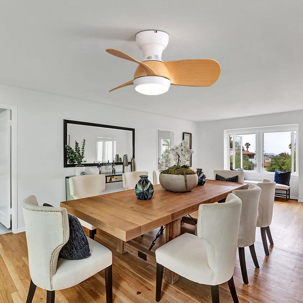 23 in. Indoor White Flush Mount Ceiling Fan with Integrated LED and Remote Control price history on PriceWatchPro
