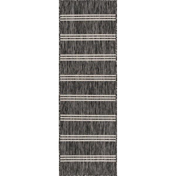 Unique Loom Jill Zarin Anguilla Charcoal 2 ft. x 8 ft. Runner Rug