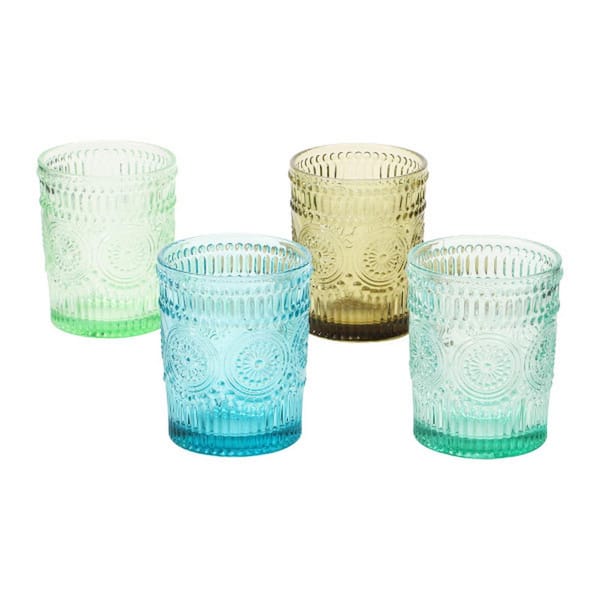 Storied Home 12 oz. Embossed Drinking Glass (Set of 4)