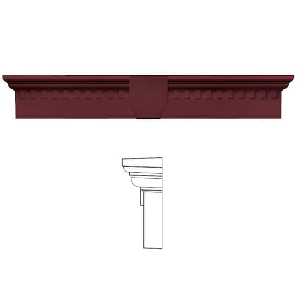 Builders Edge 6 in. x 33 5/8 in. Classic Dentil Window Header with Keystone in 078 Wineberry