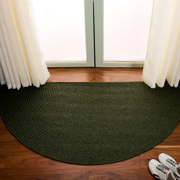 Braided 3 ft. x 5 ft. Specialty Green Solid Color Gradient Washable Area Rug