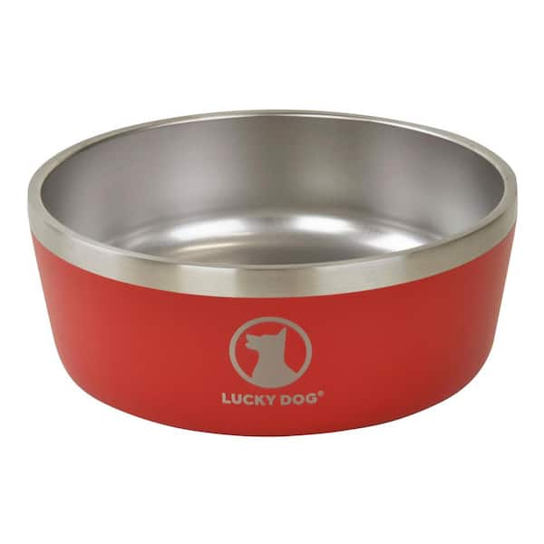 Lucky Dog INDULGE 40 oz. 5 Cup Double Wall Stainless Steel Dog Bowl To Non Slip To Lifetime Warranty in Red