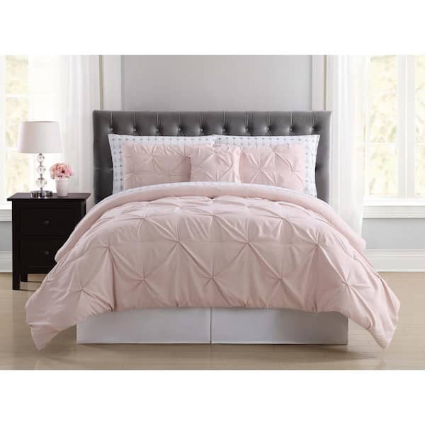 Truly Soft Arrow Pleated 8-Piece Blush Queen Comforter Set