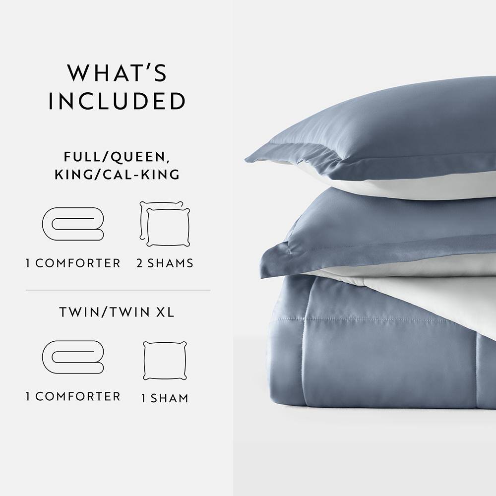 Twin Stone and Light Gray Reversible Down Alternative Comforter Set