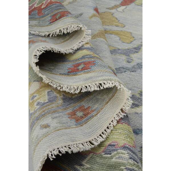 Gray, Blue, Gold Oriental 2 ft. x 8 ft. Runner Rug