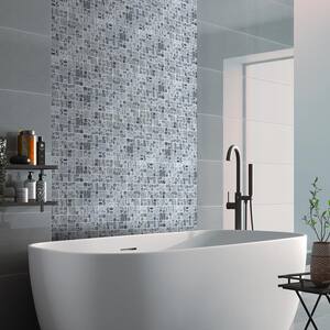 Stone Etch Gray 11.81 in. x 11.81 in. Square Joint Polished Marble Wall Mosaic Tile (9.69 sq. ft./Case)