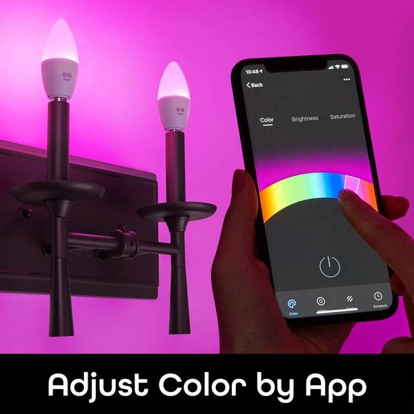 Geeni 40-Watt Equivalent Wi-Fi Smart B11 Edison Multicolor Tunable White LED Light Bulb(4-Pack)