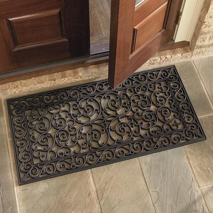 Audie Black Rubber Non-Slip Outdoor Entryway Mat, 24" x 48"