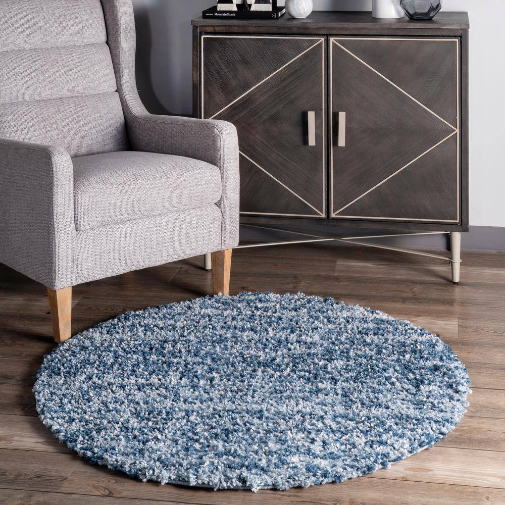 Brooke Blue Shag Tasseled Runner Rug 2x8
