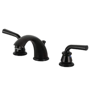 Restoration 2-Handle 8 in. Widespread Bathroom Faucets with Plastic Pop-Up in Matte Black