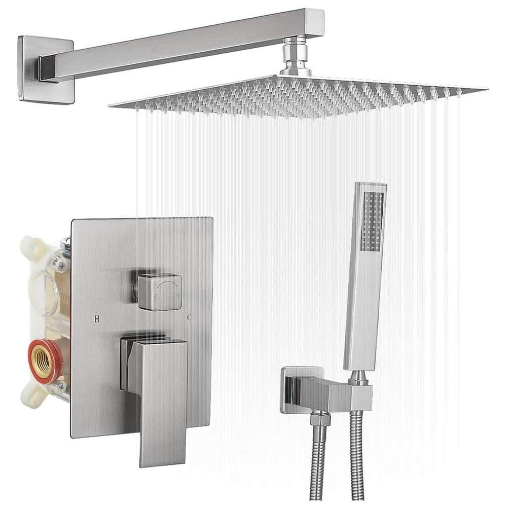 2-Spray Patterns with 2.5 GPM 12 in. High Pressure Wall Mount Dual Shower Heads in Brushed Nickel (Valve Included) price history on PriceWatchPro