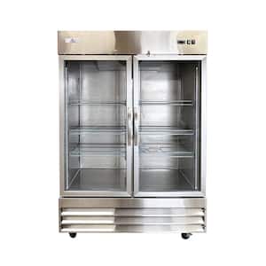47 cu. ft. 2 Glass Door Refrigerator Display Reach-In Upright Commercial Merchandiser in Stainless Steel