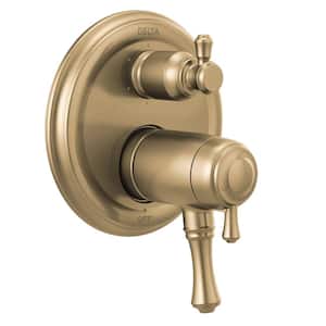 Cassidy 2-Handle Wall-Mount Valve Trim Kit with 6-Setting Integrated Diverter in Champagne Bronze (Valve not Included)