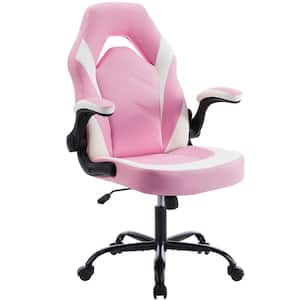 Ignacio PU Leather Ergonomic Gaming Chair in Pink with Flip-up Armrest