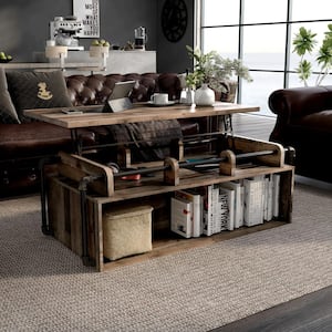Beah 52 in. Brown Rectangle Composite Wood Coffee Table with Lift Top