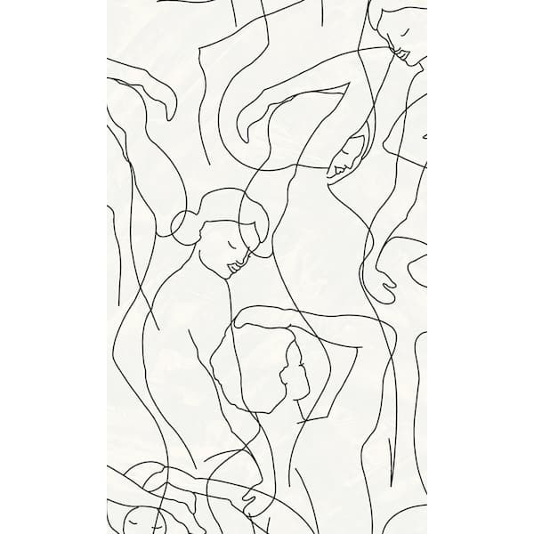 Walls Republic Bright White Abstract Model Lines Print Non-Woven Non-Pasted Textured Wallpaper 57 sq. ft.
