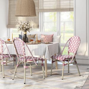 Sovera Pink and White Patterned Aluminum Outdoor Dining Chair (Set of 2)