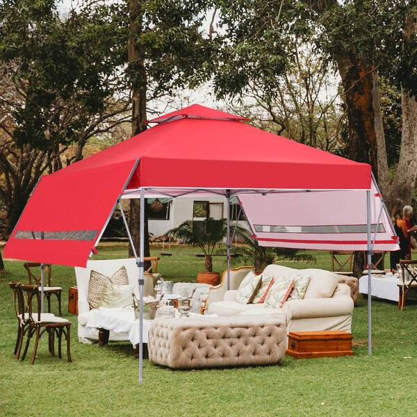 OVASTLKUY 10 ft. x 17 ft. Red Patio Canopy with Adjustable