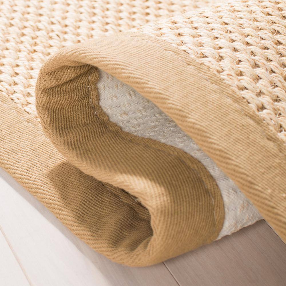 Maize and Linen Natural Fiber Runner Rug with Cotton Border