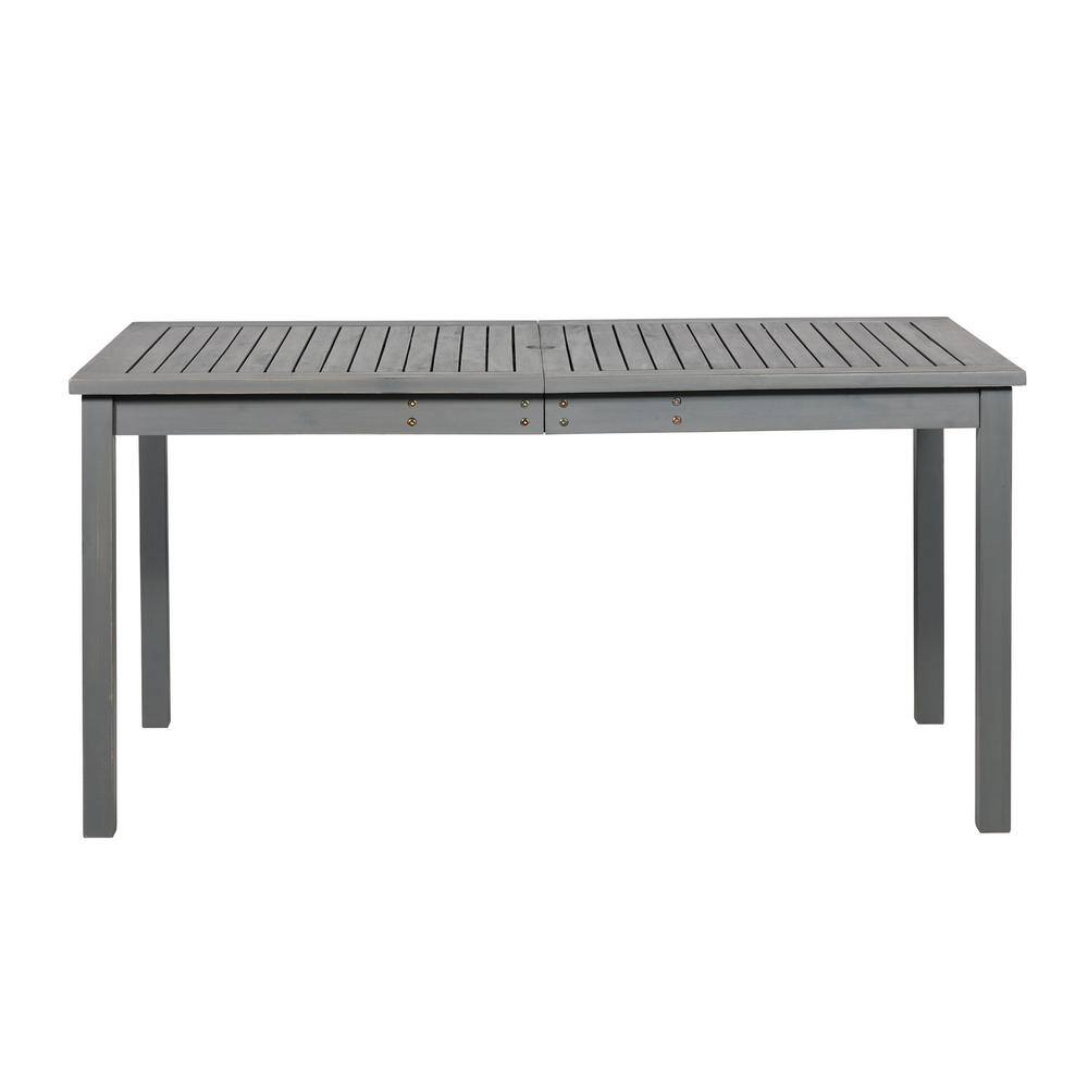 Gray Wash Acacia Wood Outdoor Dining Table with Slatted Surface