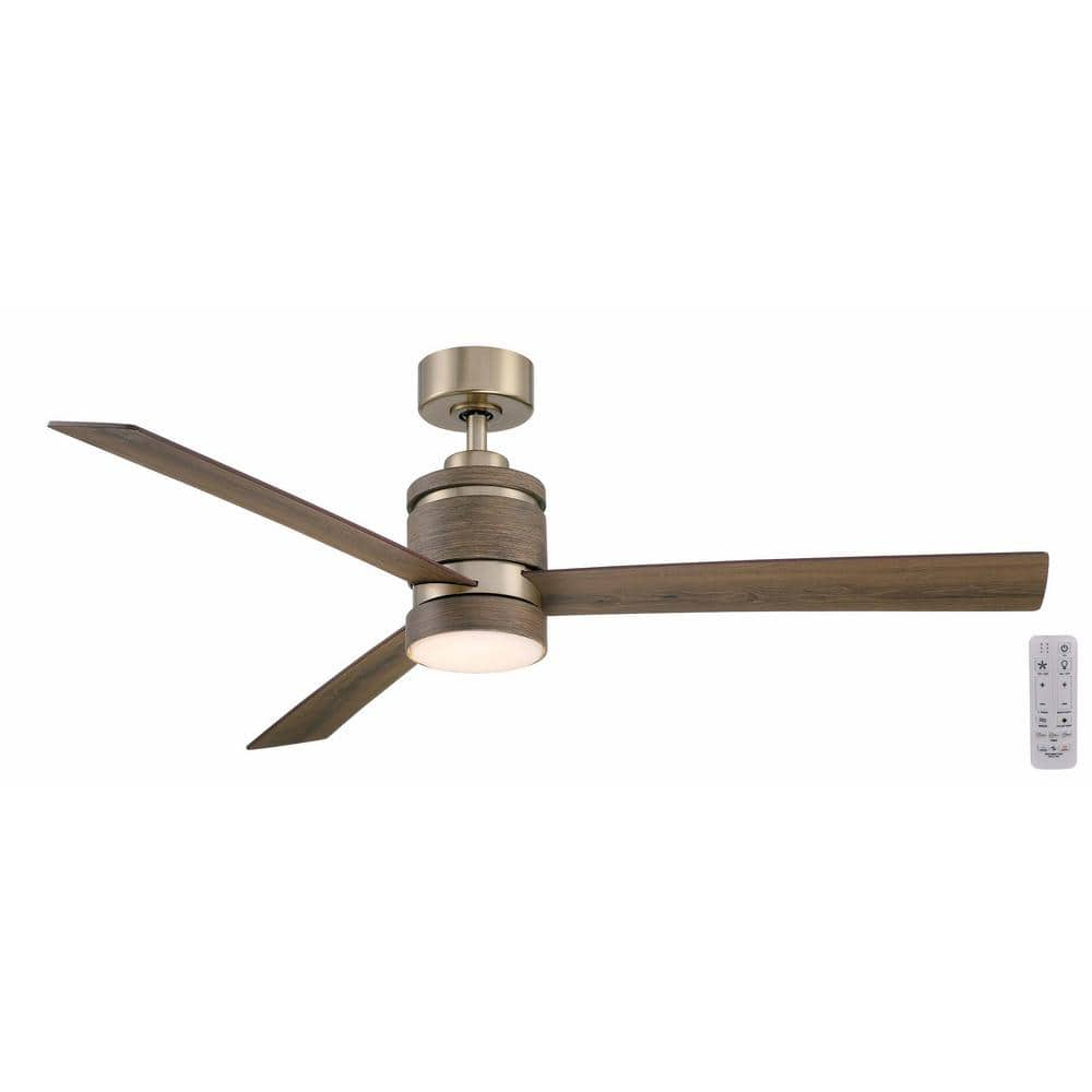 Hampton Bay Pavilion 56 in. Integrated CCT LED Indoor Champagne Bronze Ceiling Fan with Light and Remote Control Included