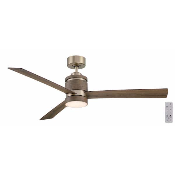 Hampton Bay Pavilion 56 in. Indoor Brushed Gold Ceiling Fan with Adjustable White Integrated LED with Remote Included