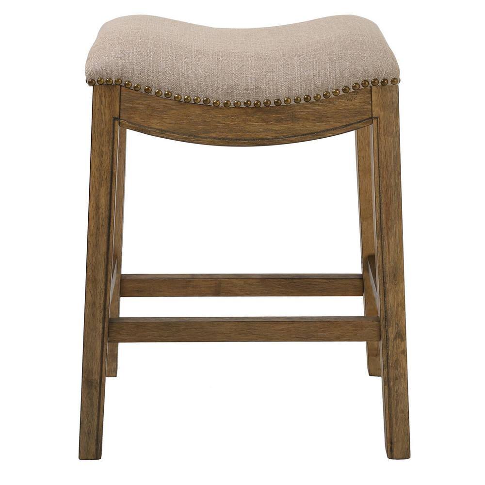 NewRidge Home Goods Saddle 26 in. Natural Backless Wood Counter Stool