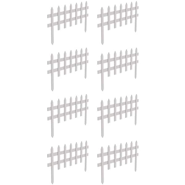 18 in. x H 36 in. W White Wood Picket Garden Fence (8-Pack)