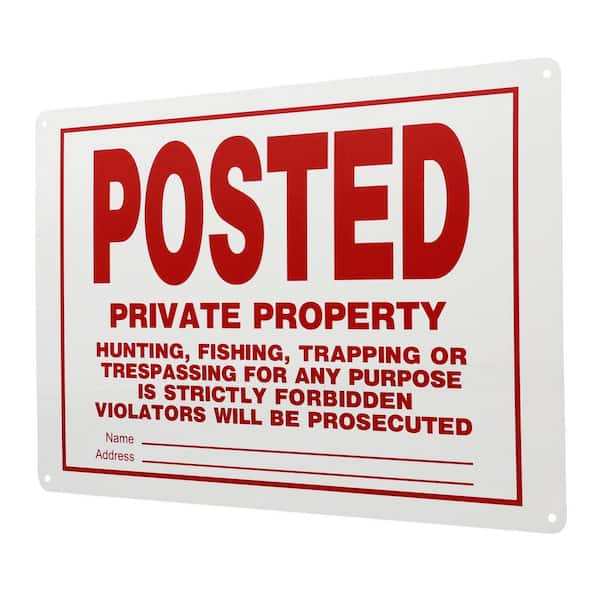 Hy-Ko Aluminum Sign, No Trespassing Hunting or Fishing - Power