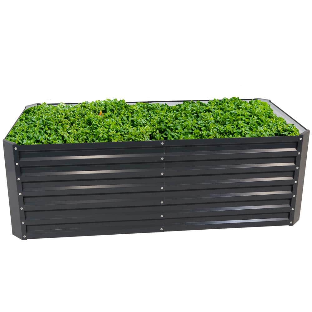 Large Dark Gray Galvalume Steel Raised Garden Bed for Outdoor Yard