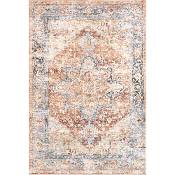 nuLOOM Cherrie Faded Persian Machine Washable Rust 8 ft. x 10 ft. Area Rug