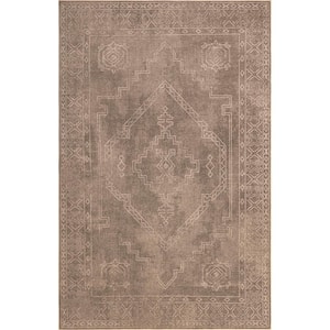Lorna Faded Easy-Jute Machibne Washable Natural Doormat 3 ft. x 5 ft. Accent Rug