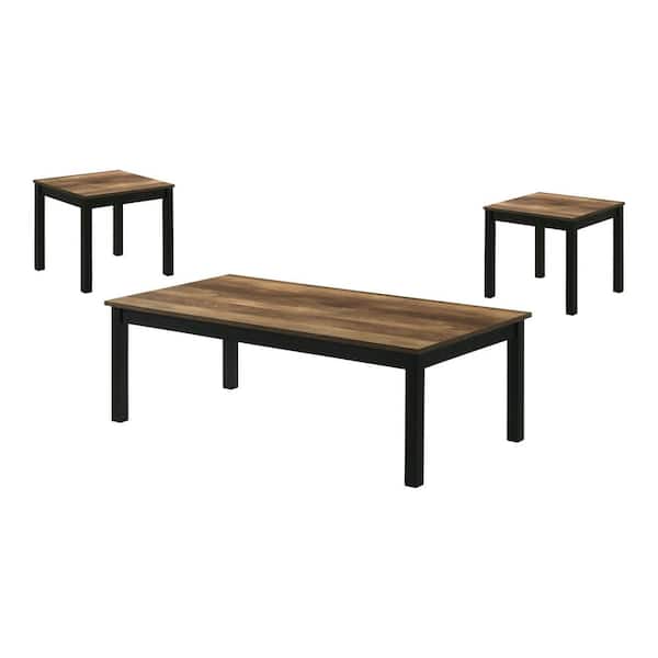 Furniture of America Linel 3-Piece 47.5 in. Brown Rectangle Wood Top Coffee Table Set