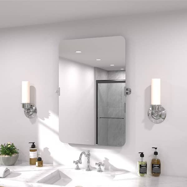 Twirl 24 in. W x 36 in. H Rectangular Frameless Tilt Wall Bathroom Vanity Mirror in Chrome