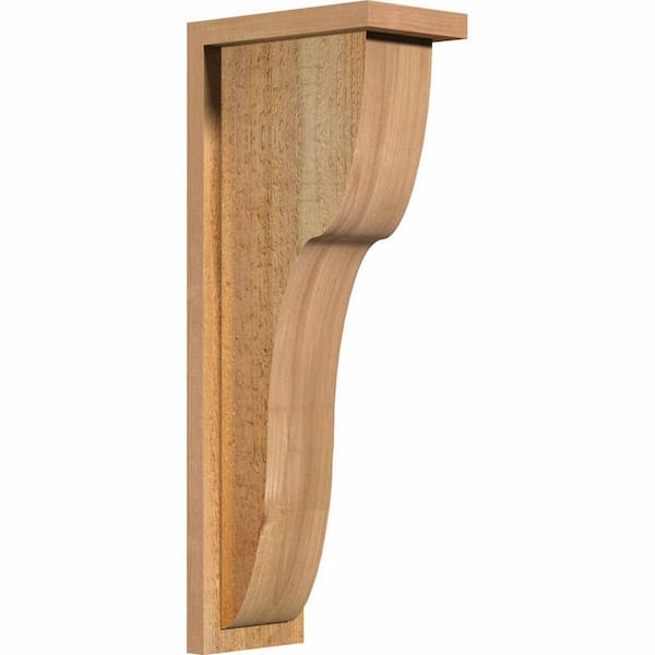 Ekena Millwork 6 in. x 10 in. x 26 in. Western Red Cedar Carmel Rough Sawn Corbel with Backplate