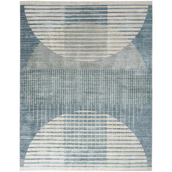Nourison Astra Machine Washable Blue 9 ft. x 12 ft. Graphic Contemporary Area Rug