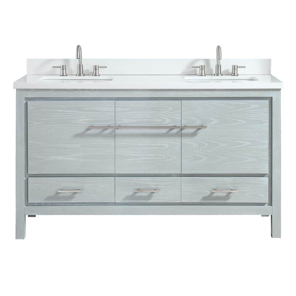 Riley 61 in. W x 22 in. D Bath Vanity in Sea Salt Gray with Engineered Stone Vanity Top in White and White Basin price history on PriceWatchPro