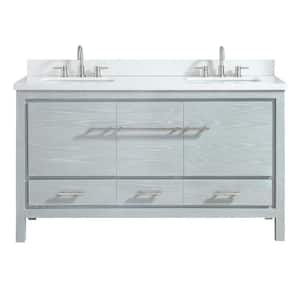 Riley 61 in. W x 22 in. D Bath Vanity in Sea Salt Gray with Engineered Stone Vanity Top in White and White Basin
