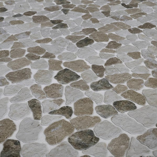 CRUZ BAY STUDIO Full Eclectic 4 in. x 6 in. Ecru & Honey Marble Tumbled Tile Sample